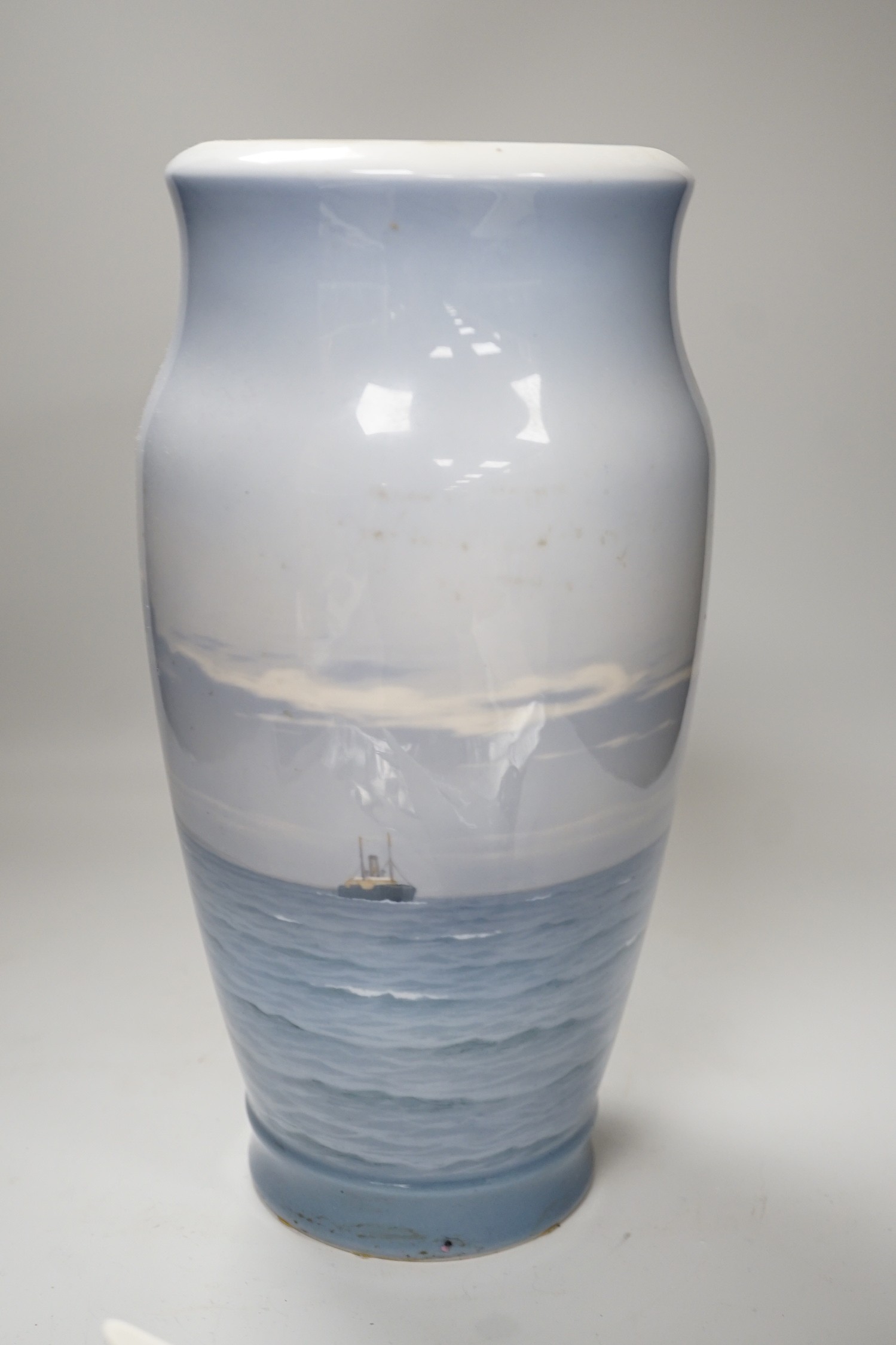A Royal Copenhagen model of a tern and a similar vase, 34cm tall